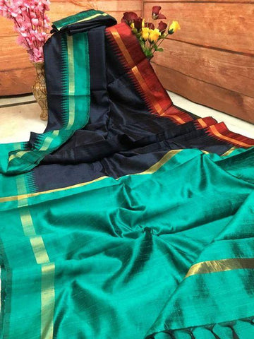 Awesome blue and rama Color Designer Silk Saree