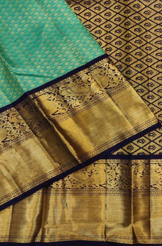 Awesome rama and golden Color Designer Silk Saree