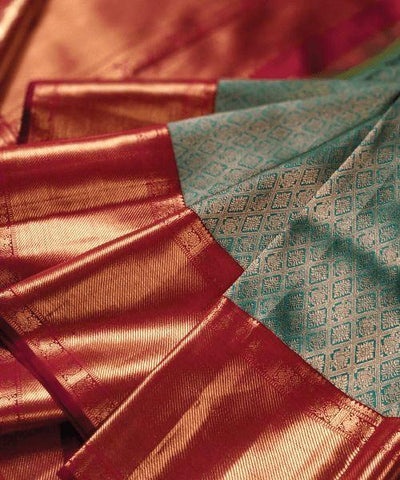 Awesome rama and red Color Designer Silk Saree