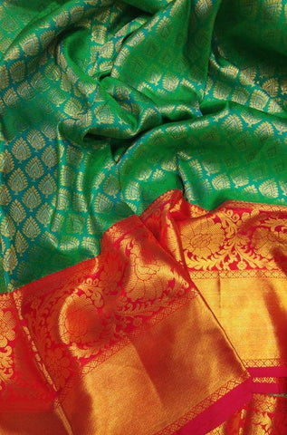 Awesome green and red Color Designer Silk Saree