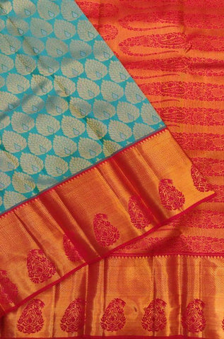 Awesome rama and red Color Designer Silk Saree