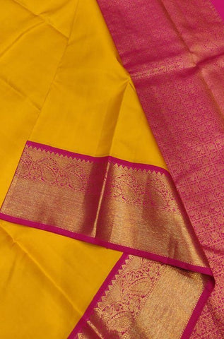Awesome yellow and pink Color Designer Silk Saree