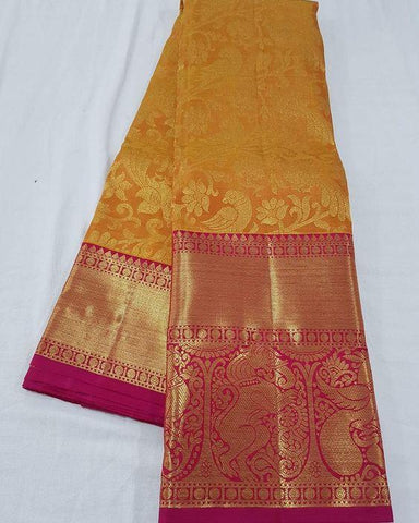 Beautiful Yellow Color Designer Silk Saree