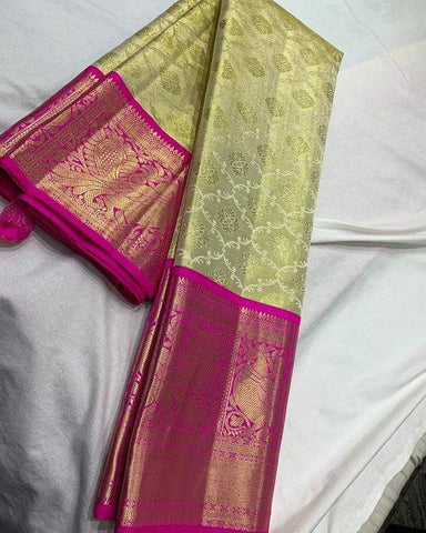 Dashing Light Green Color Designer Silk Saree