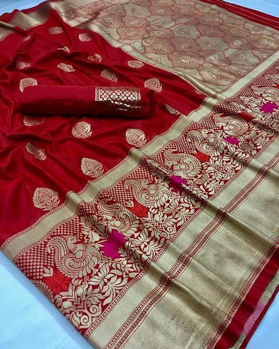 Fantastic Red Color Designer Silk Saree