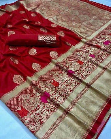 Fantastic Red Color Designer Silk Saree