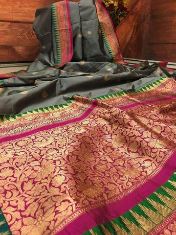 Copy of Adhesive grey Color Designer Silk Saree