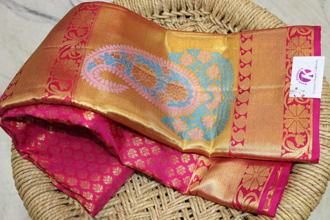 Rich pink Kanjivarm Designer Saree